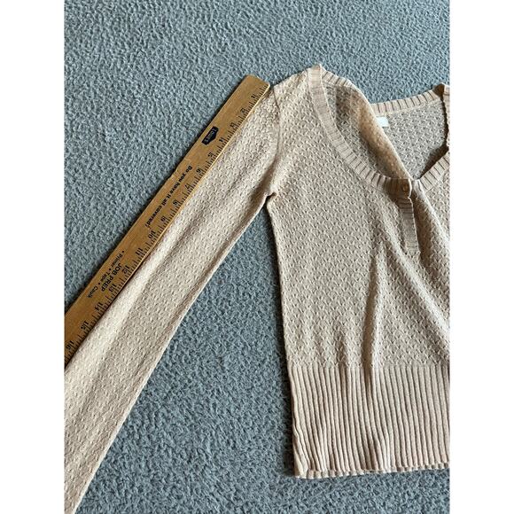 Hollister Sweater Large Crop Scoop Neck Pullover Pink Cream Y2K Coquette Ballet - Picture 15 of 16